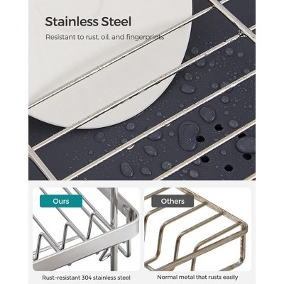 SONGMICS 2-Tier Stainless Steel Dish Drying Rack with Utensil Cup