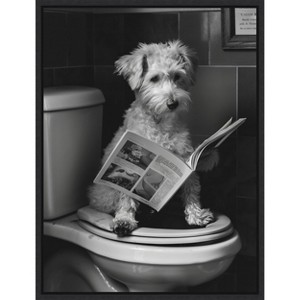 Amanti Art Good Boy Dog Toilet Art by Niky Rahner Framed Canvas Wall Art - 1 of 4
