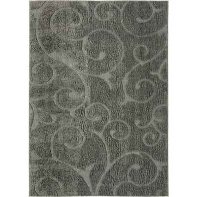 Botanical Dark Gray Floral Shag Area Rug 9' x 12'