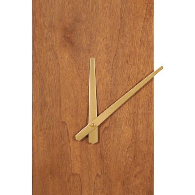 24" Walnut Brown and Gold Metal Round Wall Clock
