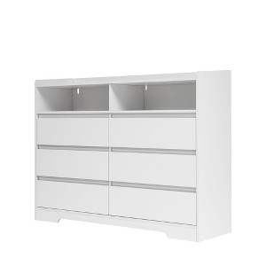 NicBex Dresser with 6 Drawers and LED Lights White - 1 of 4