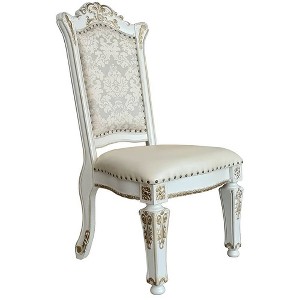 23" Vendome Dining Chair PU, Antique Pearl Finish, Floral Motif - Acme Furniture - 1 of 4
