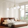 PAKOKULA Modern 5-Light Gold Sputnik Chandelier with White Globe Glass Shade for Living Room - 3 of 4