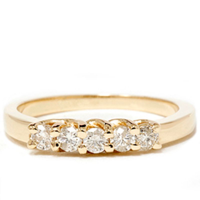 Pompeii3 Yellow Gold 1/2ct 14K Diamond Wedding Guard Ring New, 4 of 6