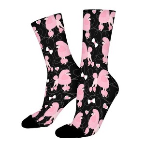 Pink Poodles And Bows Women Printed Crew Socks Funny Funky Socks Soft Polyester Novelty Gifts for Artists Men - 1 of 1