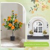 DOMETOUR 2 Pcs Artificial Camellia Tree, 36"Faux Camellia Plant in Pot with Orange Flowers for Indoor Outdoor Office Home Porch Decor, Orange - 3 of 4