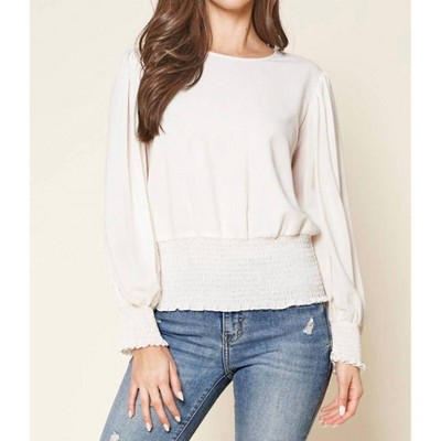 Women's Smocked Long-Sleeve Blouse - SUGARLIPS
