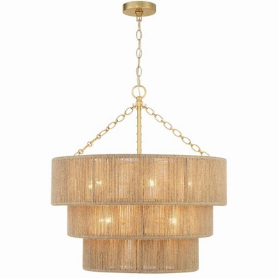 Shyla Soft Gold 10-Light Tiered Jute Chandelier