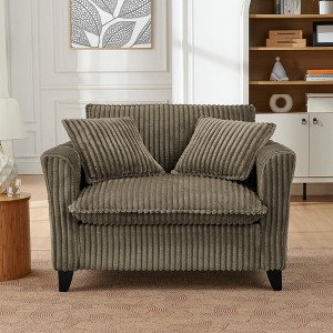 Spassway Corduroy Lounge Chair, 33"H x 46.5"W, Perfect for Living Rooms, Bedrooms Reading Books, Gray/Beige/Blue/Brown/Pink Available - 1 of 4