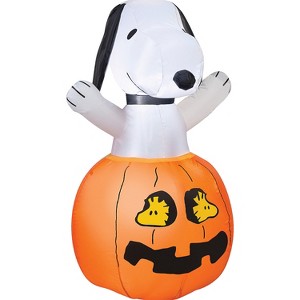 Halloween Express  3 ft Inflatable Snoopy & Woodstock Pumpkin Decoration - 1 of 2
