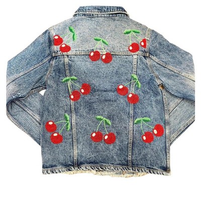 Women's Wo Cherries Denim Jacket - TIANA