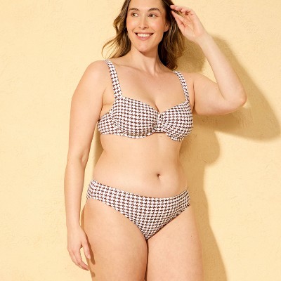 Shade & Shore Women's Pucker Houndstooth Medium Coverage Hipster Bikini Bottom - Shade & Shore™ Brown S — фото 4