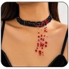 Gothic Blood Drop Fringe Choker With Crystal & Pearl Beads For Vampire Halloween Punk Jewelry - 4 of 4