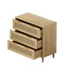 Gulches Set of 2 Rattan Storage Cabinets - 3 Drawers Oak Finish, MDF & Solid Wood Legs, Freestanding Dresser for Bedroom, Living Room, Dining Room - 4 of 4