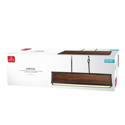 Matte Black and Brown Faux Wood LED Pendant Light