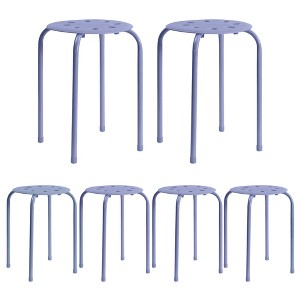 VECELO 6-Piece Stacking Stools, 17.7 in. Standard Height, Portable Plastic Colorful Decoration Stools for School Classroom or Office - 1 of 4