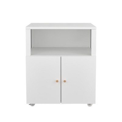 GlasFlength File Cabinets Printer Stand File Cabinet Rolling Cabinet Mobile File Cabinet Open Storage for Home Office, White, 23.62"*19.68"*28.93"