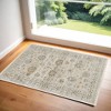 3' X 5' Beige and Blue Oriental Power Loom Distressed Area Rug With Fringe - 2 of 4