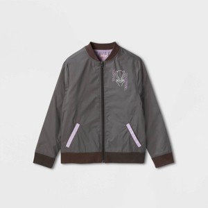 Boys' Marvel Black Panther Adaptive Nylon Bomber Jacket - Black - 1 of 3