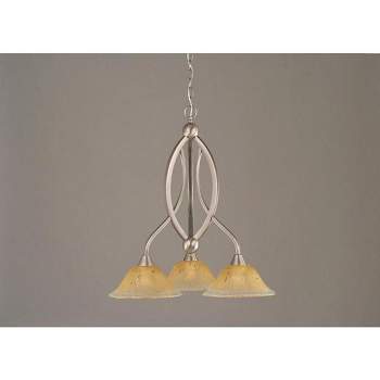 Toltec Lighting Bow 3 - Light Chandelier in  Brushed Nickel with 10" Amber Crystal  Shade