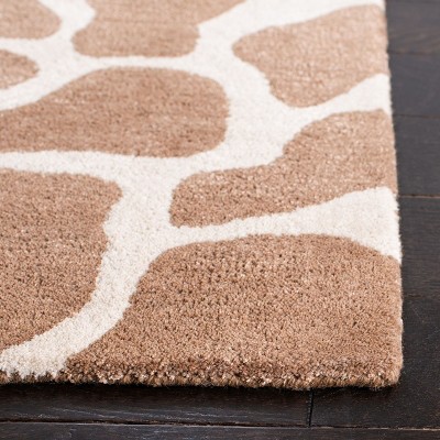 Handmade Beige and Brown Wool and Viscose Tufted Area Rug