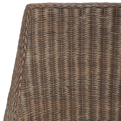 Zen Coastal Cream Woven Accent Chair with Mahogany Legs