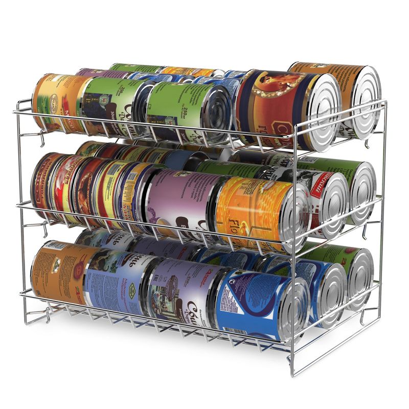 Hastings Home 3-Tier Can Dispenser Organizer Rack - Storage Accessory for Kitchen Pantry, Countertops, and Cabinets - Chrome, 5 of 7