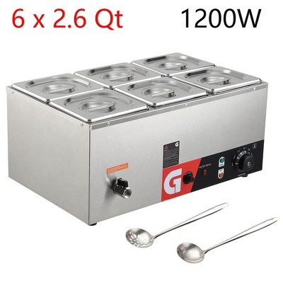Commercial Electric Food Warmer 1200W  Steam Table With Temp Control