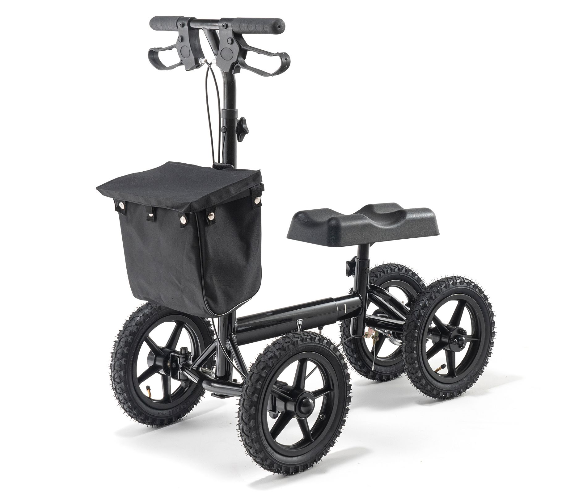 VEVOR Folding Knee Scooter, Aluminum Steerable Knee Walker with Height-Adjustable Handlebar & Knee Pad, 12" All-Terrain Wheels, Dual Brakes, 350LBS
