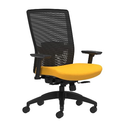 Union & Scale Fabric Task Chair Goldenrod Adjustable Lumbar 2D Arms 53607