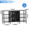 Wine Cabinet with LED Lighting, Metal Sideboard & Stemware Rack, Rustic Buffet Console for Living Room - 3 of 4