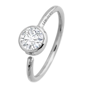 Jewelry Avalanche 20G 14K Gold Diamond Nose Hoop Ring, Bezel Set, 8mm Twist-open - 1 of 4