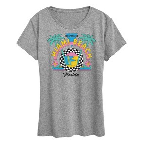 Women's - Instant Message - Welcome To Miami Beach Short Sleeve Graphic T-Shirt - 1 of 4
