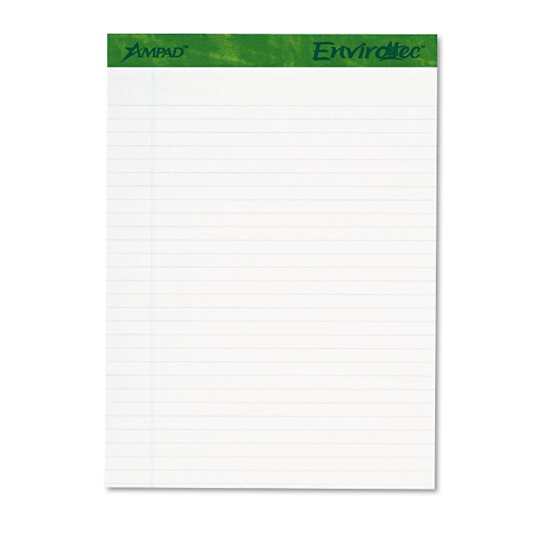 Ampad Earthwise Recycled Writing Pad 8 1/2 x 11 3/4 White 40 Sheets 4/Pack 40102, 2 of 5