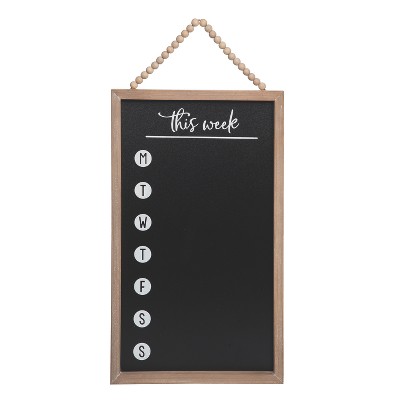 Transpac Wood 20.13 in. Black Rectangle This Week Chalkboard