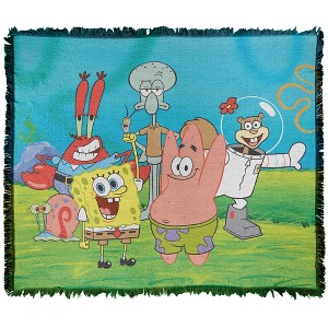 Spongebob Spongebob Group Scene Blanket 50"x60" Woven Tapestry - 1 of 4