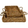 Northlight Set of 3 Square Natural Woven Water Hyacinth Serving Trays with Handles 16" - 3 of 4