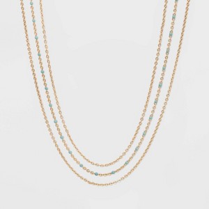 Layered Enamel Dotted Chain Necklace - Universal Thread Light Blue, Women