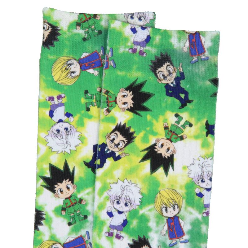 Hunter X Hunter Anime Mens' Chibi Characters Sublimated Adult Crew Socks 1 Pair Green, 3 of 5