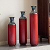 ORRD  3-Piece Red Metal Vase Set, Modern Glazed Floor Vases in Crimson for Luxury Home Decor Centerpiece - 4 of 4