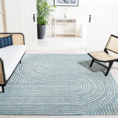 Handmade Blue Wool and Synthetic Tufted 8' x 10' Area Rug