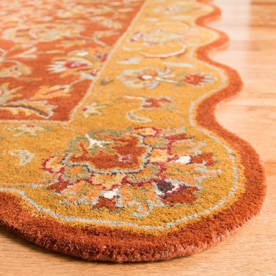 Handmade Red and Natural Wool Tufted Area Rug, 7'6" x 9'6"