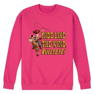 Men's - Disney - Woody Ride Like The Wind Bullseye Graphic Fleece Sweatshirt - 1 of 3