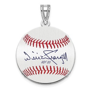 Black Bow Jewelry Sterling Silver Willie Stargell Signature SM Enamel Baseball Pendant - 1 of 4