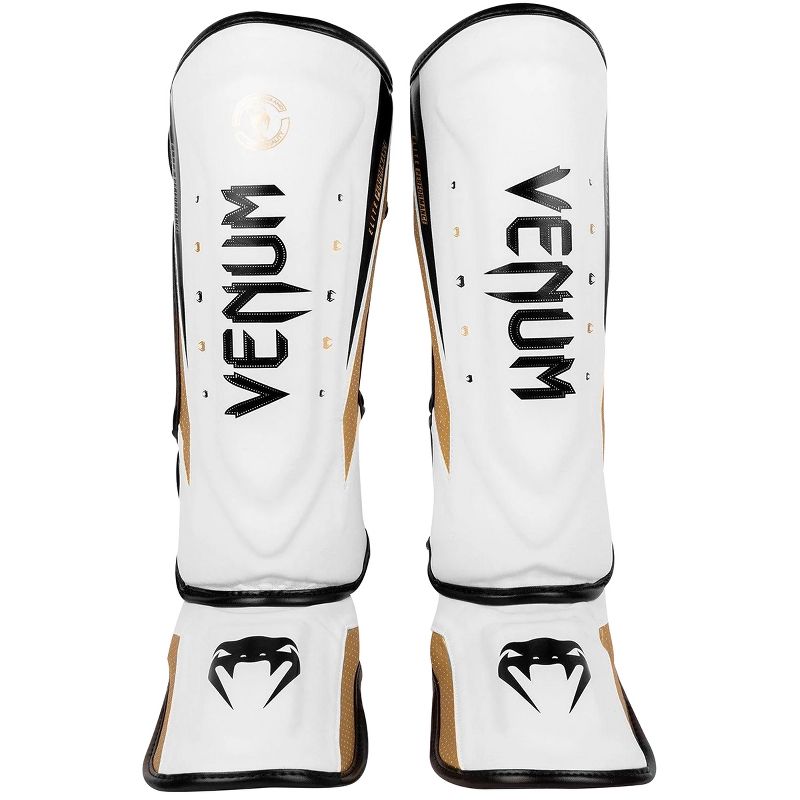 Venum Elite Evo Protective Shin Instep Guards - White/Gold, 2 of 3
