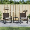 vidaXL Patio Dining Set 3 Pcs Outdoor Table and Chair with Cushions PP Rattan - Brown - 2 of 4