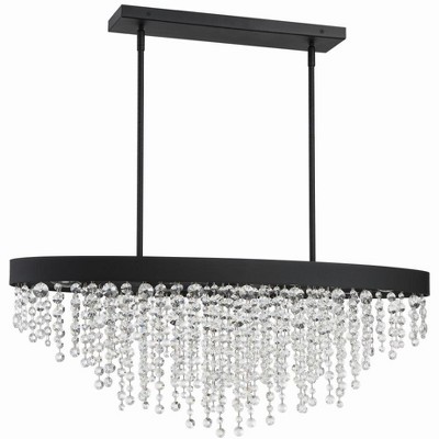 Black Forged 8-Light Chandelier with Hand Cut Crystal
