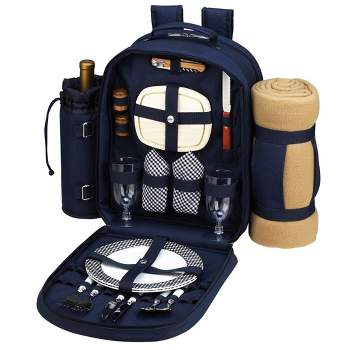 Picnic at Ascot - Deluxe Equipped 2 Person Picnic Backpack with Cooler, Insulated Beverage Holder & Blanket