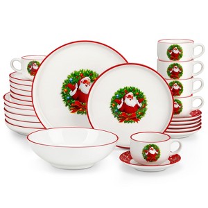 vancasso Santa Claus 30-Piece Complete Dinnerware Set for 6 People, Holiday Ceramic Plates Bowls and Mugs, Dishwasher Safe Christmas Table Service - 1 of 4