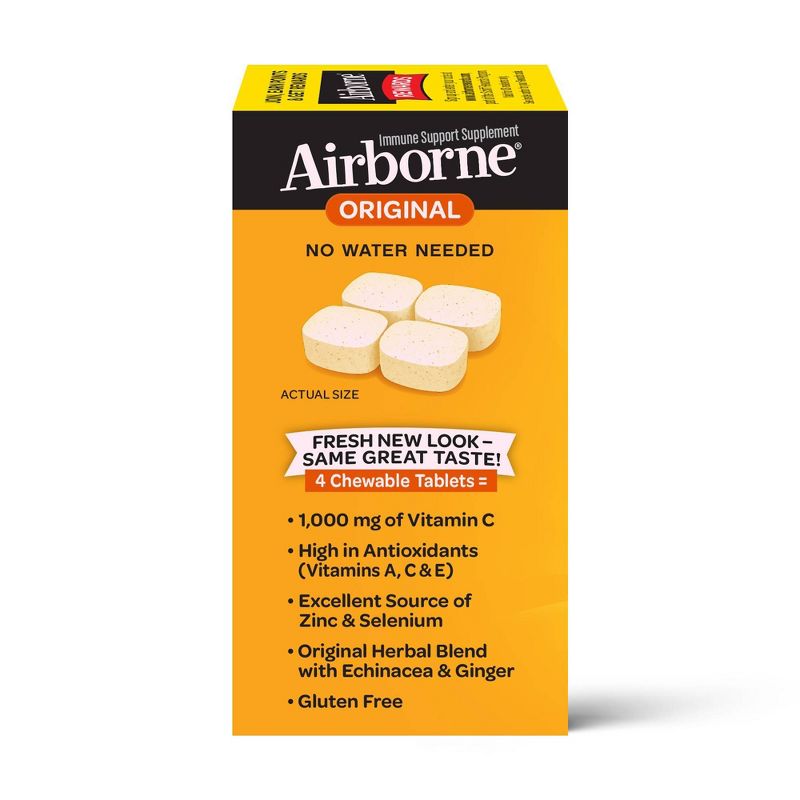 Airborne Immune Support Chewable Tablets with Vitamin C &#38; Zinc - Citrus - 96ct, 4 of 10